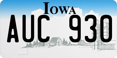 IA license plate AUC930