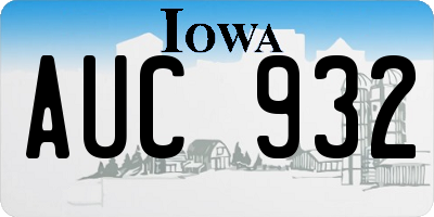 IA license plate AUC932