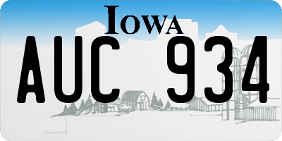 IA license plate AUC934