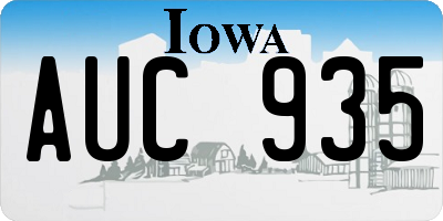 IA license plate AUC935