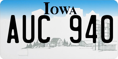 IA license plate AUC940