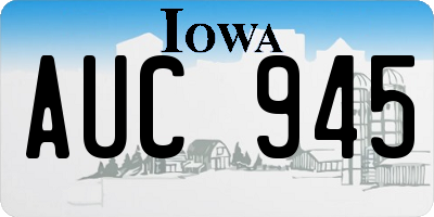 IA license plate AUC945