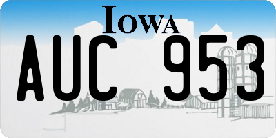 IA license plate AUC953