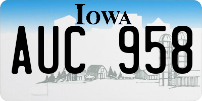 IA license plate AUC958