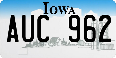 IA license plate AUC962