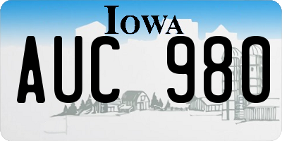 IA license plate AUC980