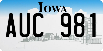 IA license plate AUC981