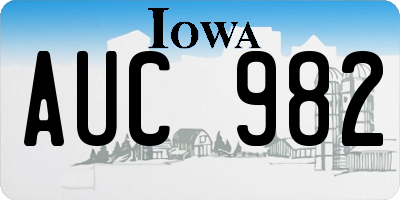 IA license plate AUC982