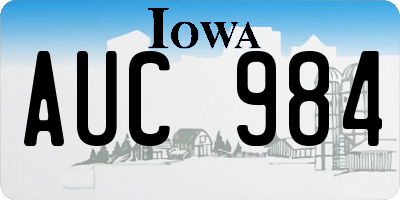 IA license plate AUC984