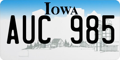 IA license plate AUC985