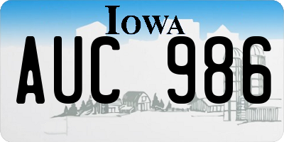 IA license plate AUC986