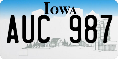 IA license plate AUC987