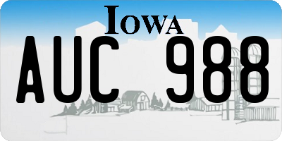 IA license plate AUC988