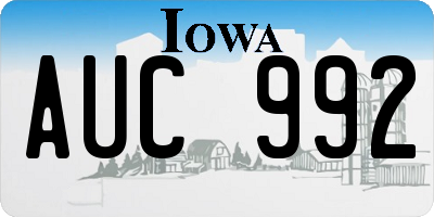 IA license plate AUC992