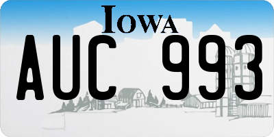 IA license plate AUC993