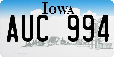 IA license plate AUC994