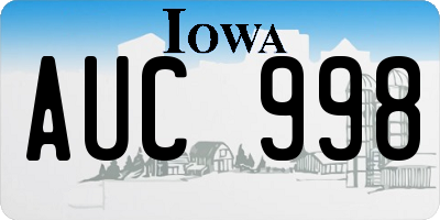 IA license plate AUC998