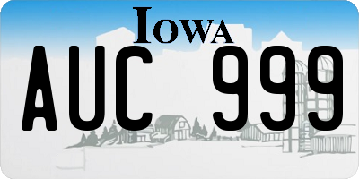 IA license plate AUC999