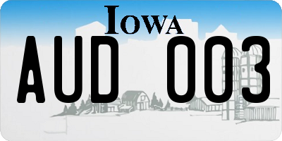 IA license plate AUD003