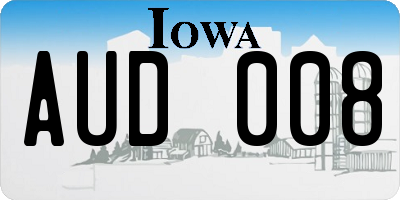 IA license plate AUD008