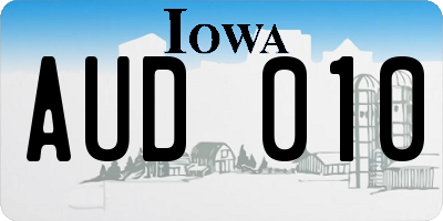 IA license plate AUD010