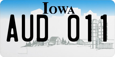 IA license plate AUD011