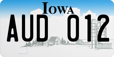 IA license plate AUD012