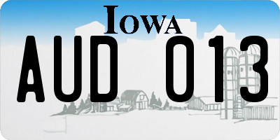 IA license plate AUD013