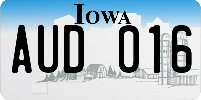 IA license plate AUD016