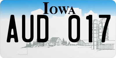 IA license plate AUD017