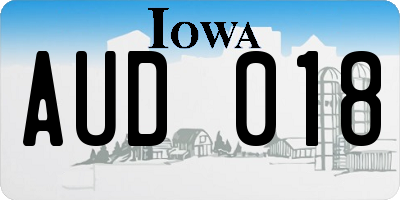 IA license plate AUD018
