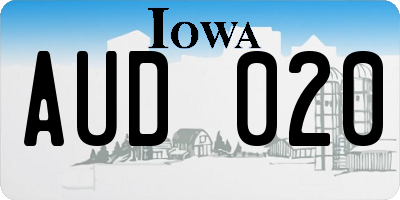 IA license plate AUD020
