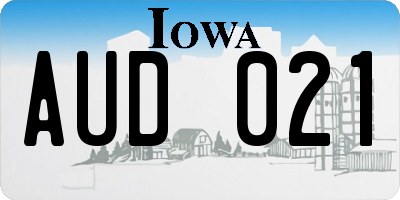 IA license plate AUD021