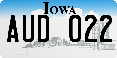 IA license plate AUD022