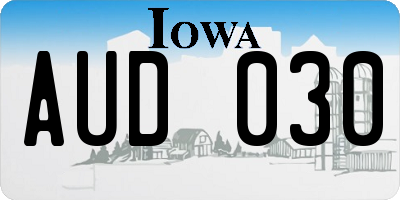 IA license plate AUD030