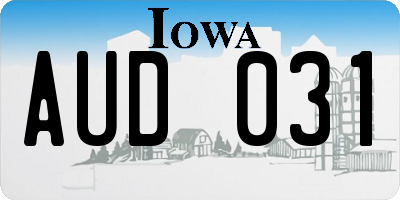 IA license plate AUD031