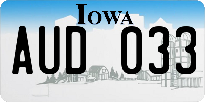 IA license plate AUD033