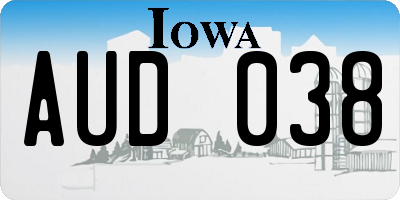 IA license plate AUD038