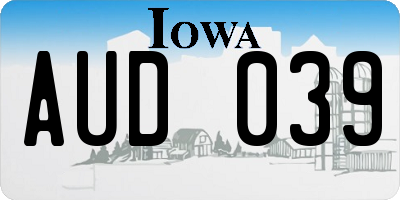 IA license plate AUD039