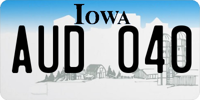 IA license plate AUD040