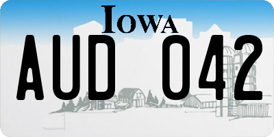 IA license plate AUD042