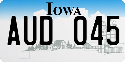IA license plate AUD045