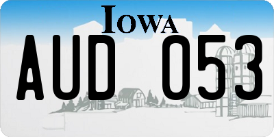 IA license plate AUD053