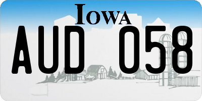 IA license plate AUD058
