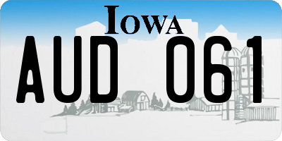 IA license plate AUD061