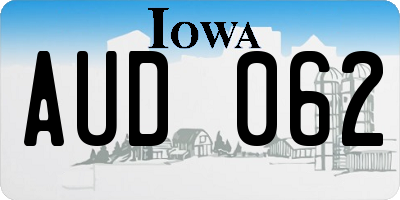 IA license plate AUD062