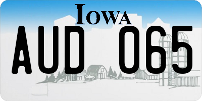 IA license plate AUD065