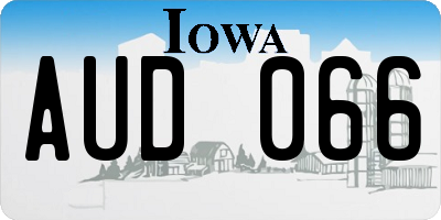 IA license plate AUD066