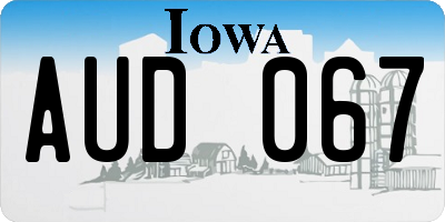 IA license plate AUD067