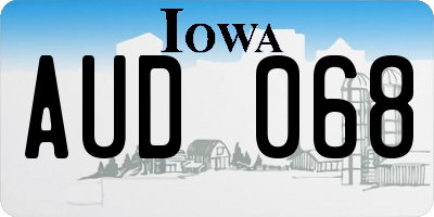IA license plate AUD068